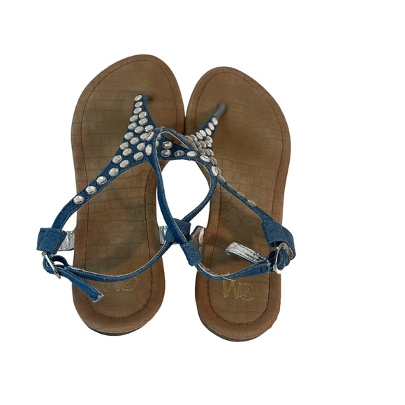 CM Blue Denim Crystal Keystone Thong Sandal Size 10M - Picture 4 of 6